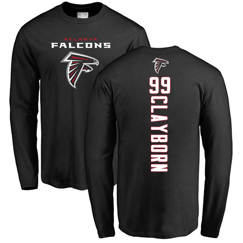 Atlanta Falcons Men Black Adrian Clayborn Backer NFL Football #99 Long Sleeve T Shirt->nfl t-shirts->Sports Accessory